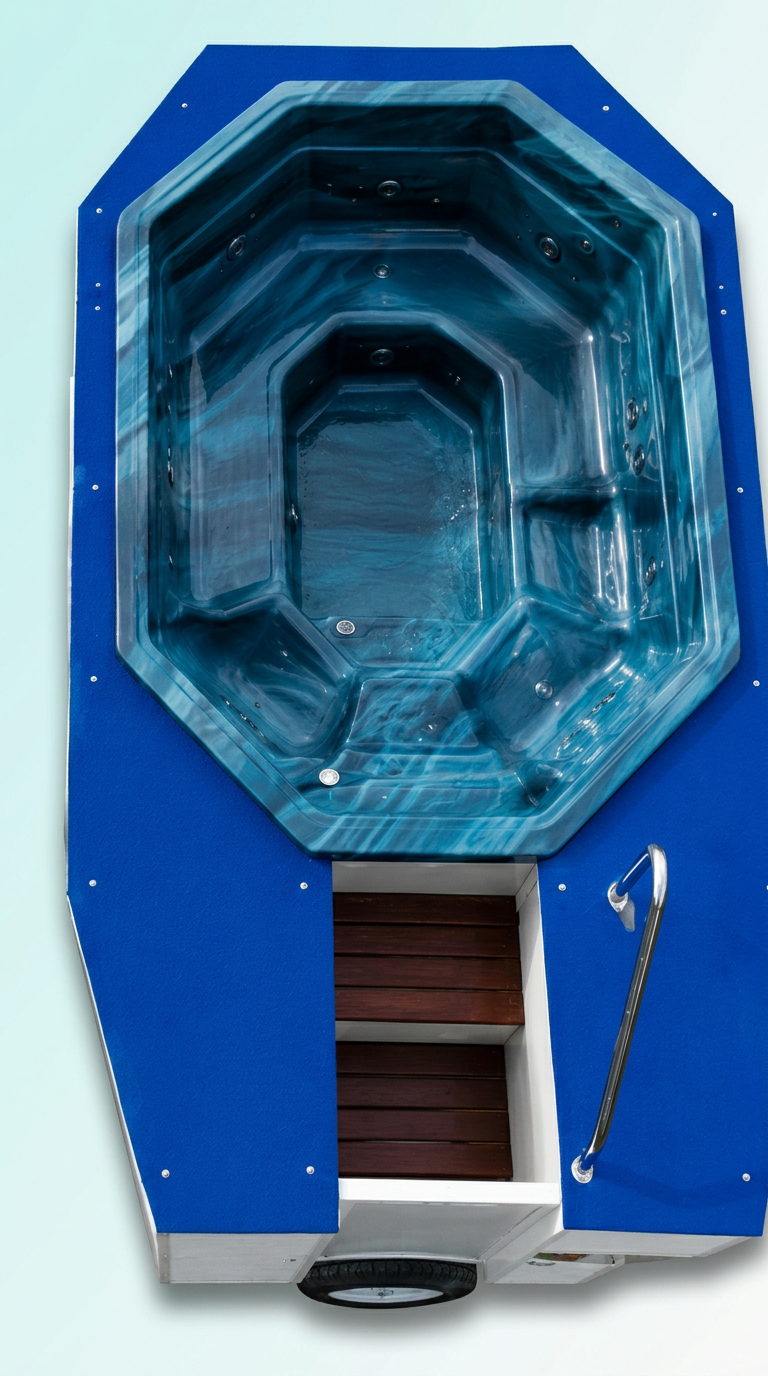 8–10 Seater Spa — Marbled Blue — mobile spa hire Melbourne