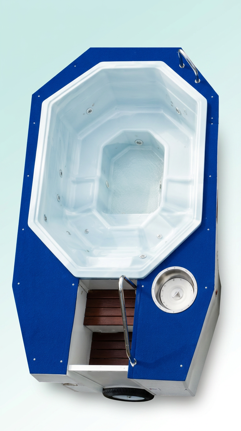 8–10 Seater Spa — Marbled Light Blue — mobile spa hire Melbourne